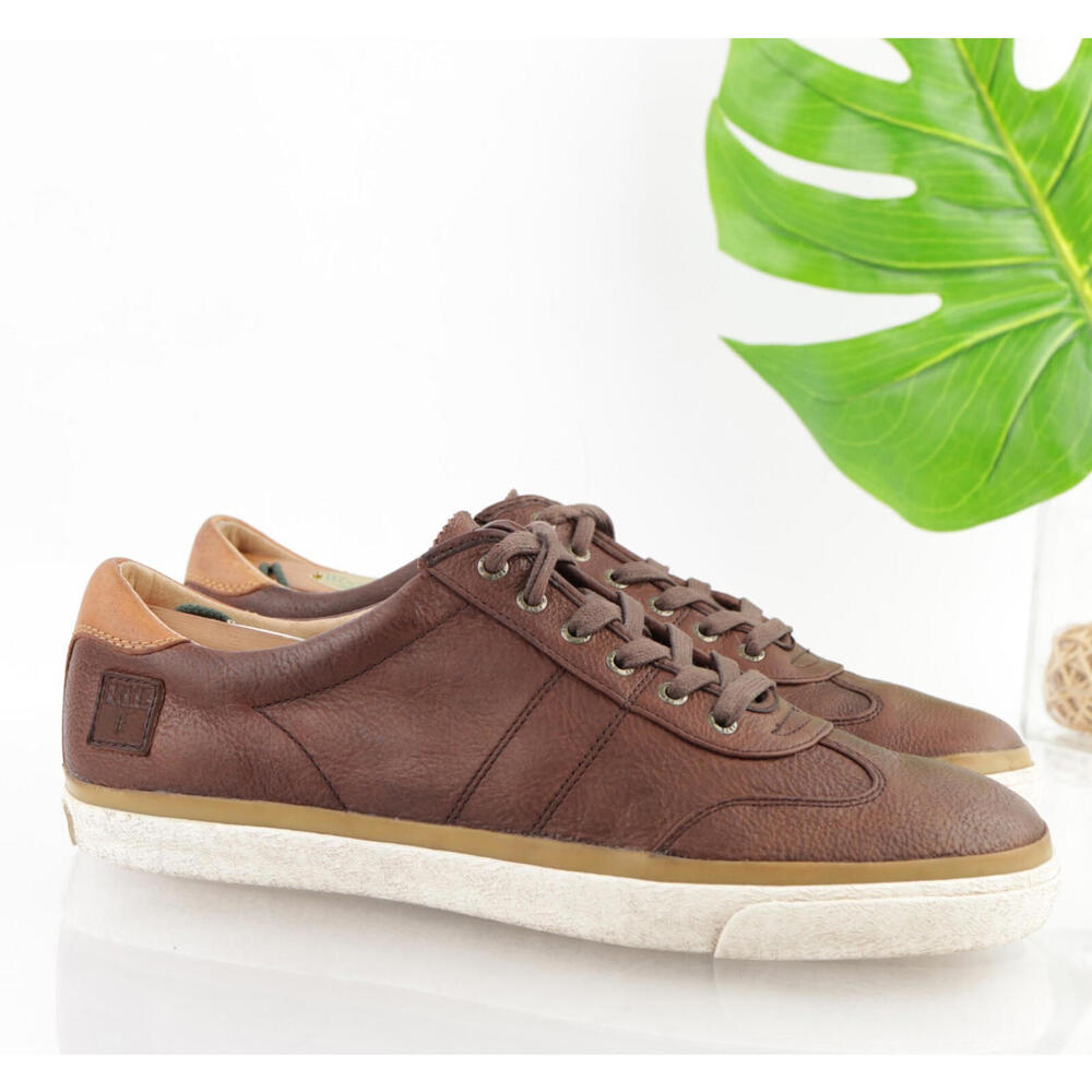 FRYE Mens Aaron Sneaker Size 11.5 Brown Leather Casual Shoes Low Lace Up Trainer